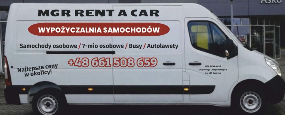 MGR Rent a Car bus wynajem busa dostawczy 6 i 9 osobowy