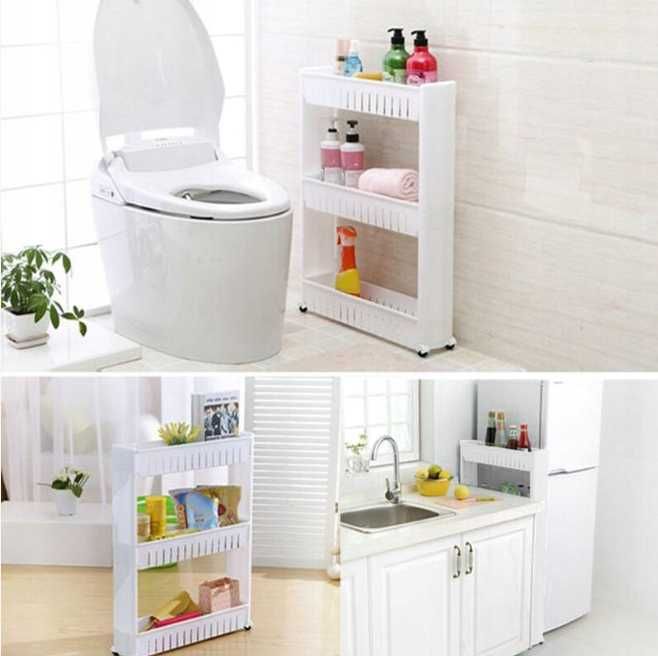 Полка,полиця на колесах, біла,поличка для ванної та кухні на колесах