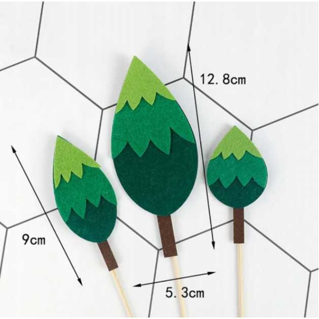 Topper piki dżungla, drzewa dekoracja na tort, makieta