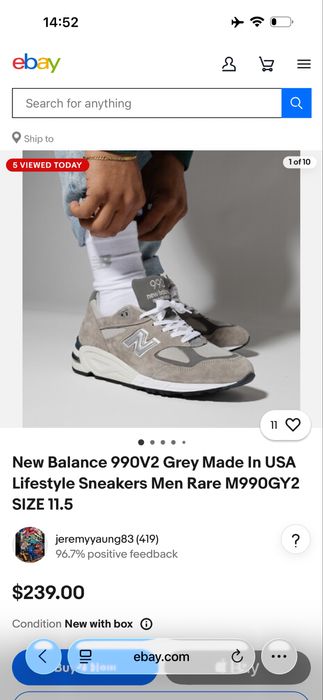 Оригінал 100% / Кросівки New Balance 990V2 Made in USA, eur40/26 см