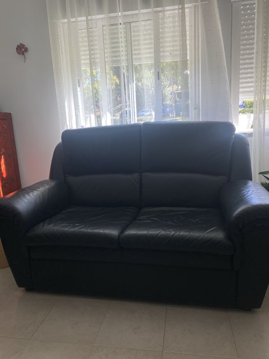 Sofas em pele genuina azul marinho
