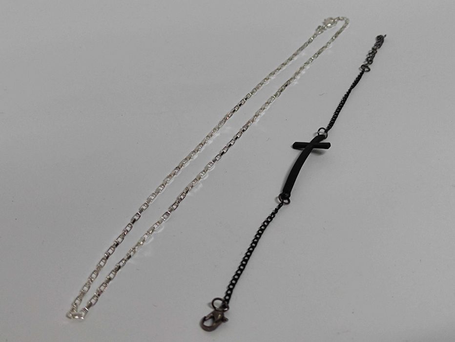 Conjunto Colar Prata e Bracelete Dark Cross, novos, portes grátis