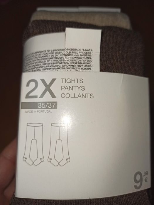 2 Collants( bege e castanho) tam35/37, zippy, novo