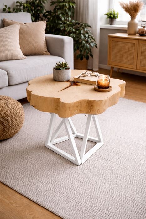 Stolik kawowy plaster drewna żywica