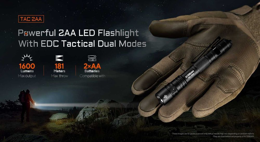 ACEBEAM TAC 2AA Ліхтар Тактичний (1600 Люмен 181 Метрів - USB-C)