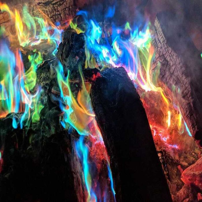 Fogo mágico efeitos cores em fogueira pirotecnia NOVO