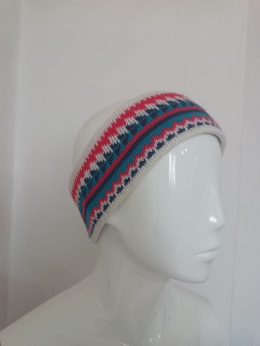 Dzianinowa opaska na głowę – Styl Retro / Norweski wzór – Ciepła!