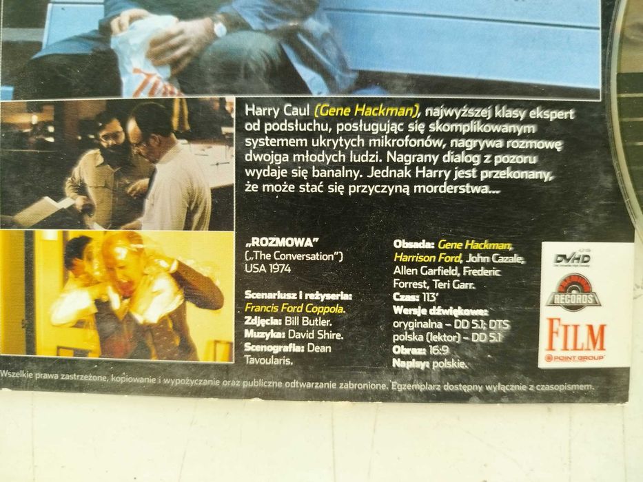 Rozmowa Coppola Gene Hackman DVD koperta dramat thriller