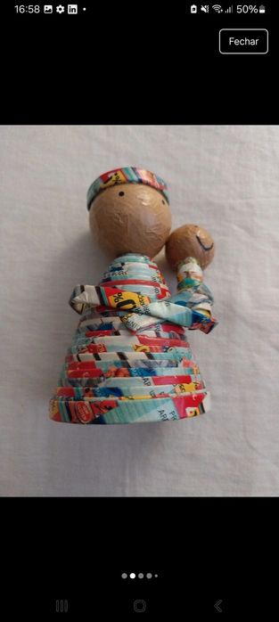 Santo António feito de papel, novo para colecionadores, com campainha