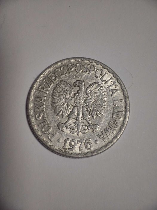 Moneta 1 zł z  1976r - okres PRL bez znaku mennicy
