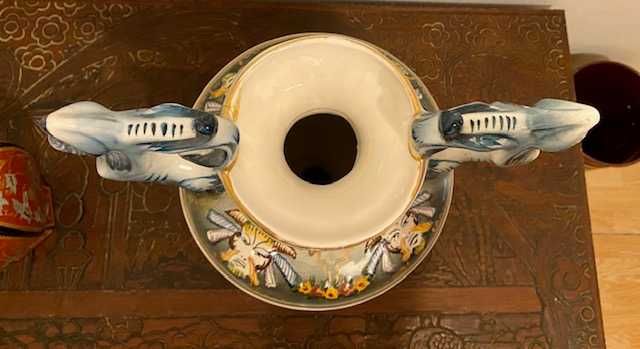 Jarrão antigo com asas, em porcelana Olaria de Alcobaça