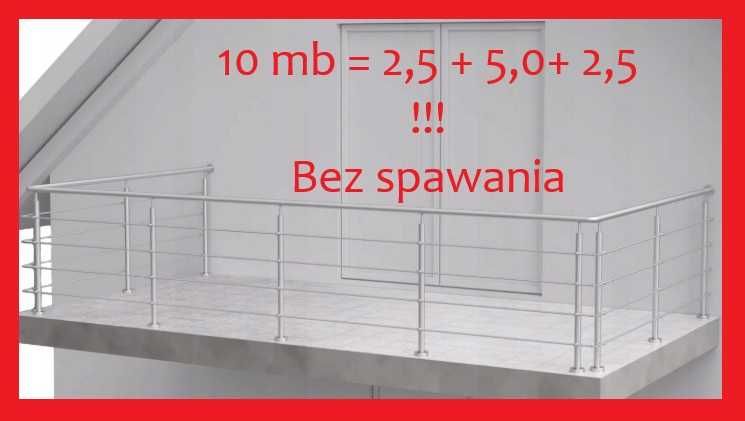 Barierka balustrada balkonowa nierdzewna - 10m Samodzielny montaż HIT!