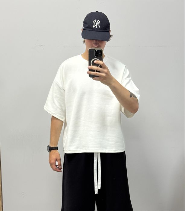 Oversize футболка чорна / біла плотна базова оверсайз t-shirt S M L XL 100% cotton