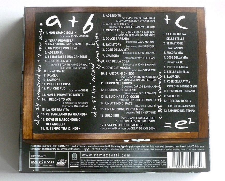 CD Álbum EROS RAMAZZOTTI e² - especial edição limitada (2 CDs + DVD)