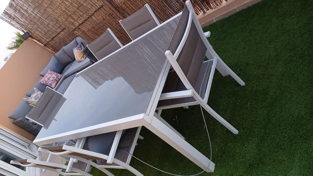 Mesa exterior extensivel 3 metros e cadeiras