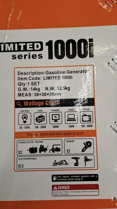 Gerador inverter a gasolina arranque manual 1000/1100 W Genergy Limited 1000i