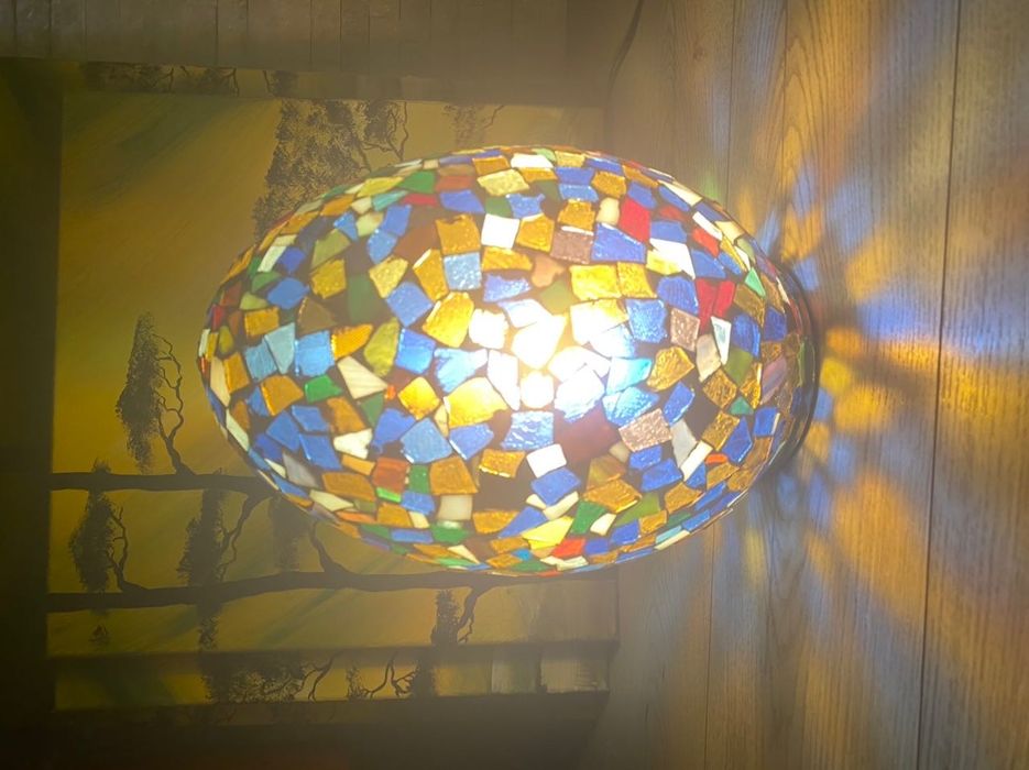 Witrażowa egipska lampa w kształcie jaja rękodzieło lampka nocna