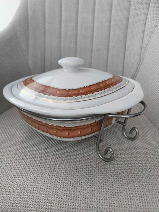 Terrina de faiança c/ suporte