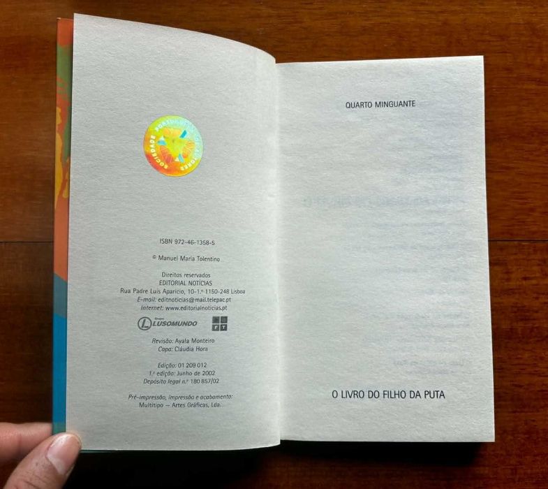"O Livro do Filho da Puta" de Manuel Maria Tolentino