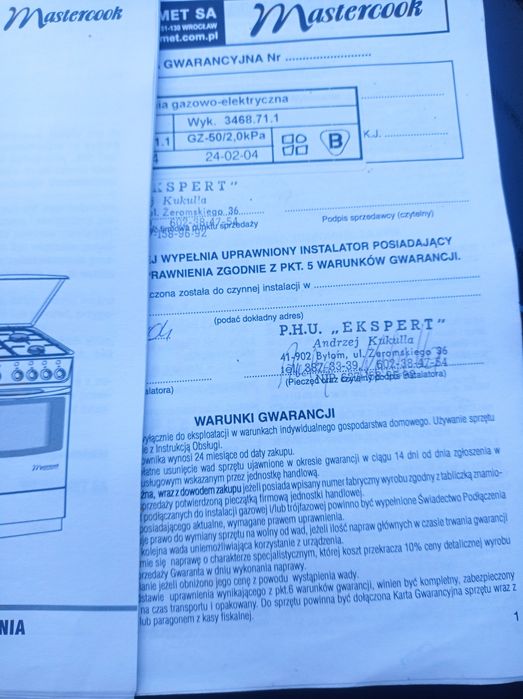 Kuchnia gazowo elektryczna 2x płyta ceramiczna 2x palnik gazowy Amica