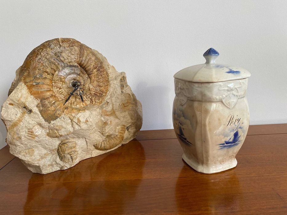 Antyczny Secesyjny Pojemnik Na Ryż Vintage Niebieski/Biały