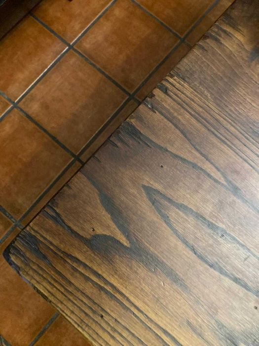 Mesa Rústica Sala Jantar com 8 cadeiras, em madeira de Castanho