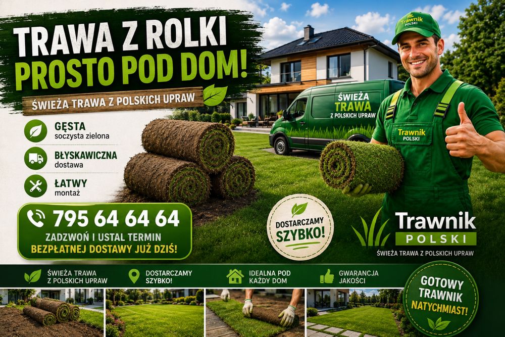 Trawa w rolce, trawa z rolki, trawa, TRAWNIK POLSKI