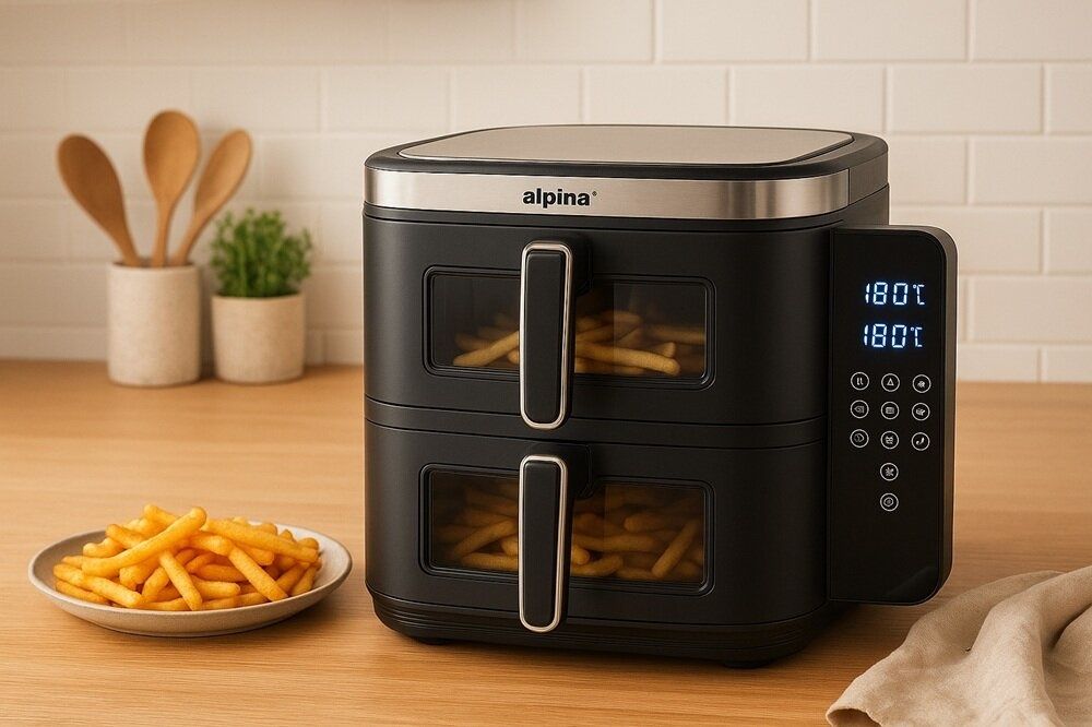 Alpina Airfryer XXL frytkownica podwójna 2800 W Czarna