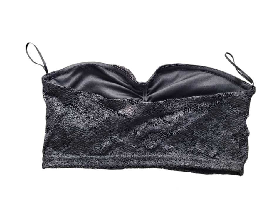 Czarny koronkowy top bandeau 34,XS New Look