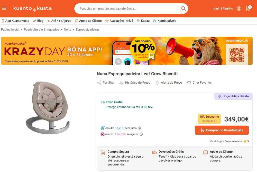 Nuna Espreguiçadeira Leaf Grow