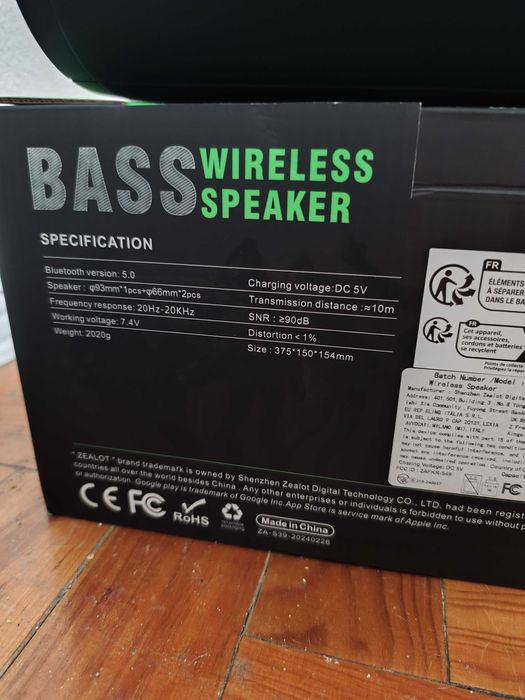 Coluna Bluetooth NOVA Zealot S39 60 w