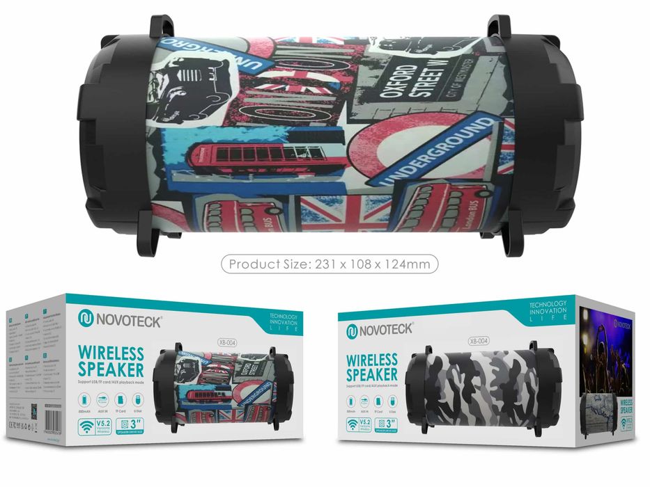 Coluna Portátil NOVOTECK XB-004 Bluetooth com Design Car Leve o Ritmo