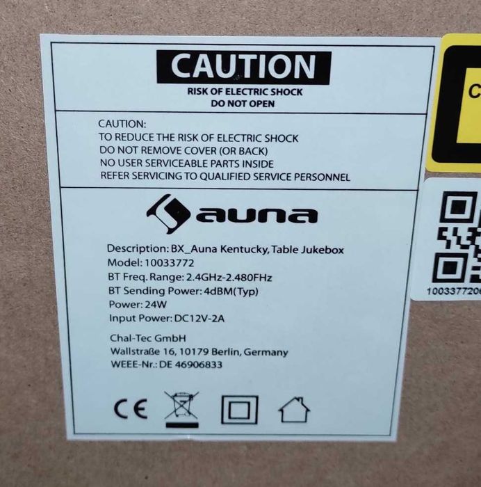 Музичний автомат Auna Kentucky Jukebox 50 см BT FM USB SD MP3 CD