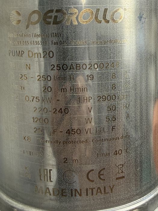 Bomba trituradora Pedrollo DM20