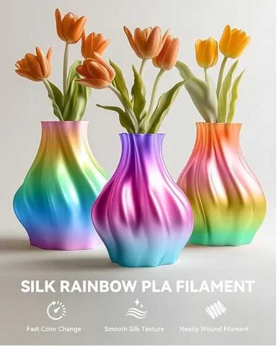 Пластик, філамент SUNLU Silk PLA райдужна