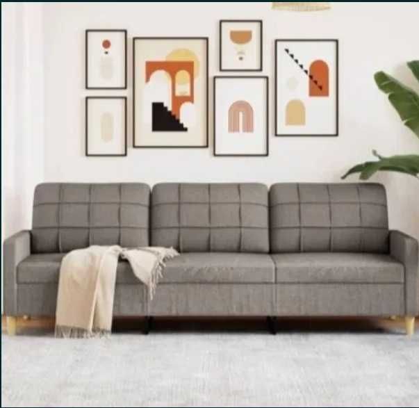 Sofá de 3 lugares tecido 210 cm cinzento-acastanhado