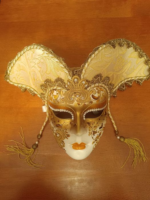 sylwestrowa MASKA WENECKA złota oryginalna z Włoch