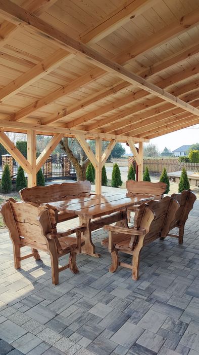 Meble ogrodowe stół ławki krzesła dla 10-12 osób altana parasol ogród