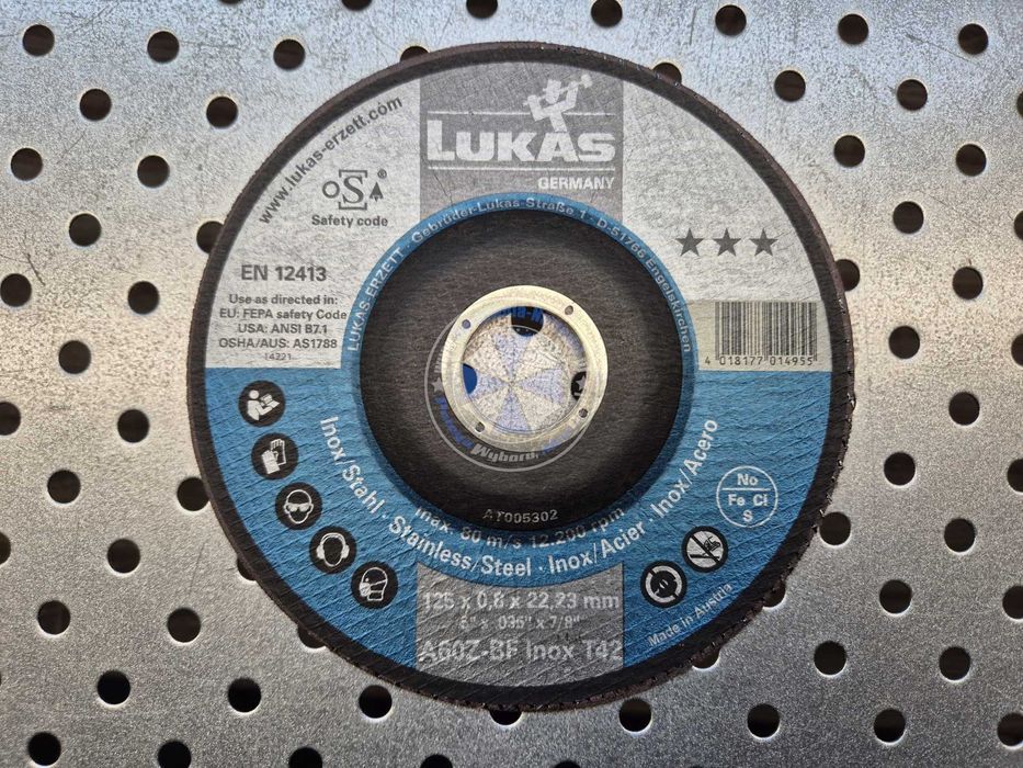 Tarcza do cięcia metalu i stali inox 125x0,8mm T42  LUKAS