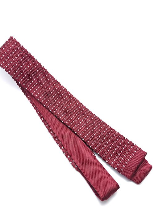 Bordowy czerwony krawat knit ax40