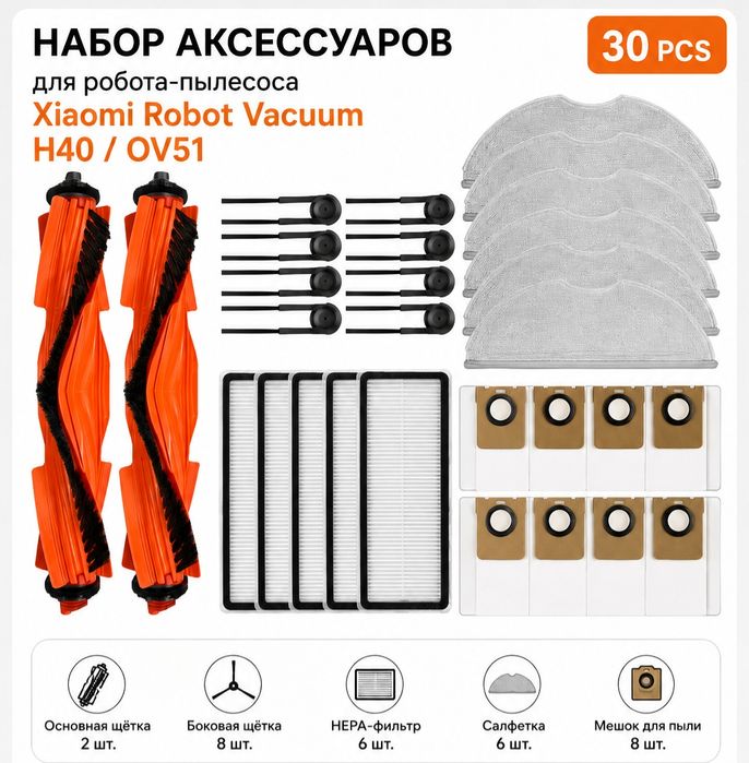 Набор аксессуаров расходников 30 шт. для робота-пылесоса Xiaomi Robot Vacuum H40 / OV51