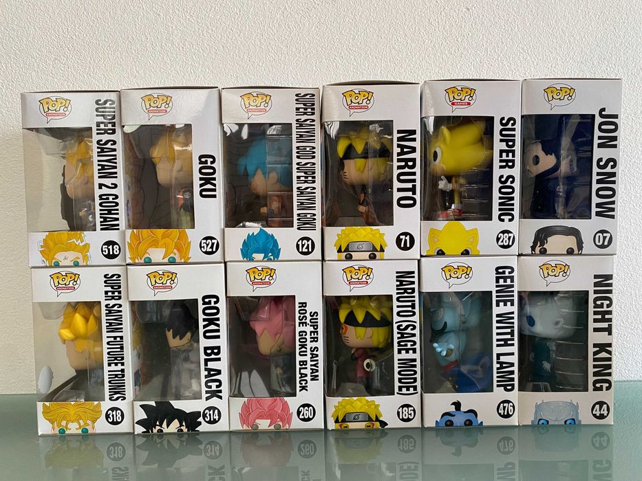 Funko Pops Dragon Ball, Naruto, Game of Thrones, Sonic e Aladdin