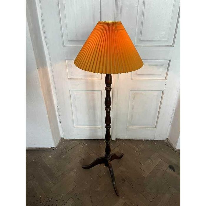 Stojąca lampa z abażurem z harmonijką lata 80te