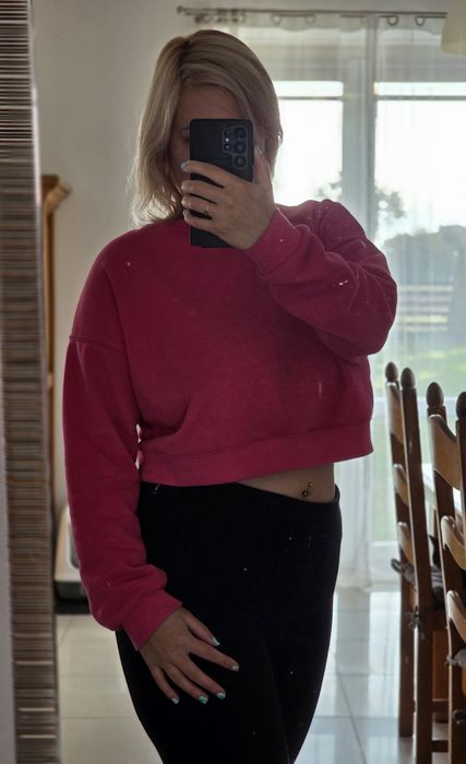 Bluza różowa Sinsay krótka na jesień