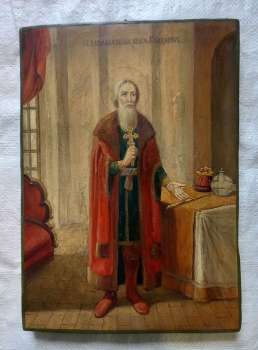 Старинная икона князь Владимир