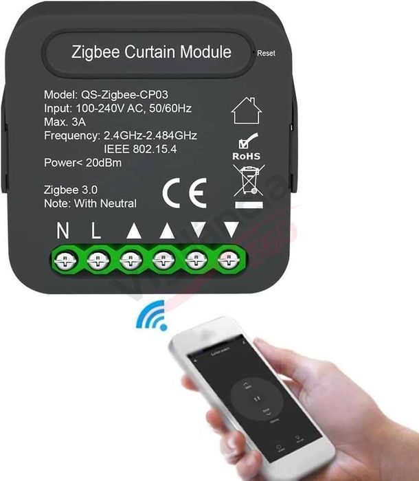 Interruptor Cortinas/Estores QS-Zigbee-CP03 | Sistema Tuya - NOVO