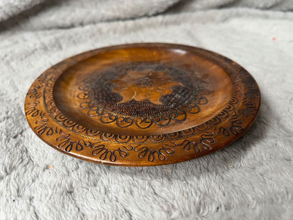 PRL Cepelia Drewniany Talerzyk Góralski