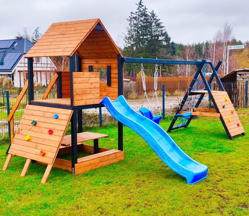 Drewniany Plac Zabaw - PROMOCJA - Gapcio - Domek - Huśtawka