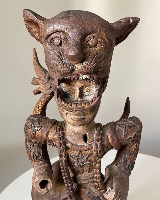 Wojownik 58cm Bali Java Rzeźba Dvarapāla Stare Vintage