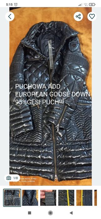 Płaszcz kurtka parka gęsi puch firma Add